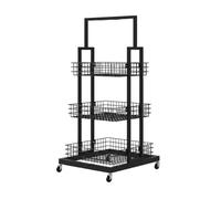 FytStycale Scaffale Mobile a più Piani Robusto e Stabile Carrello Organizer con Cestelli Multiuso Arredamento Commerciale per Bagno, Nero, L