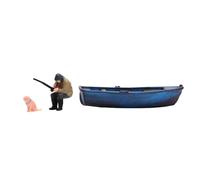 FytStycale Scena Pescatore Miniatura Effetto Spiaggia Miniatura Barca Pesca Durevole Statuetta
