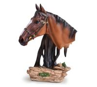 FytStycale Scultura Equina Realistica Busto di Cavallo Tradizionale Statuetta con Base per Amanti Dei Cavalli, Ingresso, Bianco