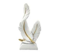 FytStycale Scultura in Resina Oggetto Decorativo Statua di Piume Statuetta Centrotavola con Design Sofisticato Adatta per Decorazione Domestica, Bianco