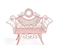 FytStycale Sedia Miniatura da Esterno Mini Giardino Arredo Bambole Struttura in Ferro Volute Seduta Trama Tessuta Adatta a Scenari Fai da Te Balcone Terrazza, Rosa