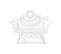 FytStycale Sedia Miniatura da Esterno Mini Giardino Arredo Bambole Struttura in Ferro Volute Seduta Trama Tessuta Adatta a Scenari Fai da Te Balcone Terrazza, Bianco