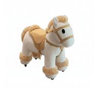 FytStycale Sedia per Bambini Sgabello Cavalcabile Giocattolo Cavalluccio Seduta con Maniglia Ruote a Rotelle Corpo Morbido Cinghie Similpelle Base Solida, Bianco, 70 30 75 Cm