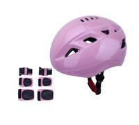 FytStycale Set di Casco e Protezioni Completo Set Protezioni con Ginocchiere Rigido Kit Protezione per Pattinaggio , 亮粉色头盔+粉黑海龟护具 , S码【45-75斤】