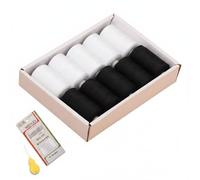 FytStycale Set di Rocchetti di Filo Colorato Resistente All'usura Kit da Cucito Alta Capacità per Principianti, Nero Bianco 3x Filo