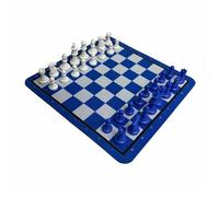 FytStycale Set di Scacchi in Plastica Vari Colori Scacchiera Arrotolabile con Pezzi Resistente Agli Strappi Set Scacchi Arrotolabile per Bambini, Studenti, Blu+Bianco