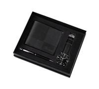 FytStycale Set Regalo Da Uomo con Orologio, Portafoglio E Penna, Realizzato in Resistente PU E Metallo, con Un Design Elegante, Ideale per La Festa Del Papà, L, Nero