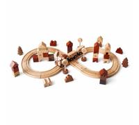 FytStycale Set Trenino in Legno Forme Geometriche Gioco da Tavolo Compatto Dettagli Stampati