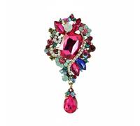 FytStycale Spilla in Lega con Cristalli Creativa Spilla con Cristalli di Vetro Lussuosa Accessori Moda per Donne, Matrimonio, Cerimonia, Festa, Rosa, Rosa Rossa Multicolore