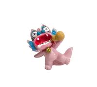 FytStycale Statuetta Gatto Decorativa Resina Scultura Ornamento Soprammobile Posa di Benvenuto Bocca Aperta E Zampa in Alto Coda Dietro Curva Collare Decorativo, Rosa, Gatto Wa Con Zucca