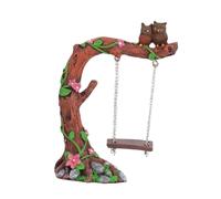 FytStycale Statuetta in miniatura raffigurante una coppia di gufi su un albero fiorito, decorazione da collezione, ornamento per feste, regalo di inaugurazione