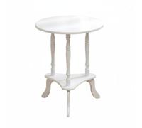 FytStycale Tavolino Rotondo da Salotto Tavolo Laterale Comodino Consolle con Design Classico Europeo Piano Arrotondato E Gambe Legno Durevole Adatto per Camera, Bianco, 48-48-61cm