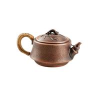 FytStycale Teiera in Rame Martellato Bollitore di Rame Artigianale Teiera con Coperchio per Collezionisti, Stile Giapponese, Design Con Motivo A Bambù