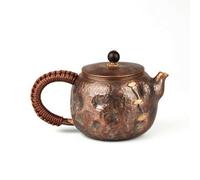 FytStycale Teiera in Rame Martellato Bollitore di Rame Artigianale Teiera con Coperchio per Collezionisti, Stile Giapponese, Design Con Motivo A Toppe, Artigianato In Rame Puro