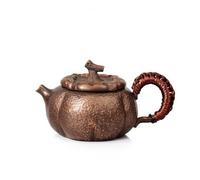 FytStycale Teiera in Rame Martellato Bollitore di Rame Artigianale Teiera con Coperchio per Collezionisti, Stile Giapponese, Design Augurale Shishi Ruyi