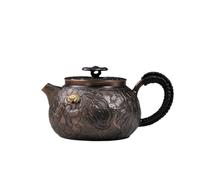 FytStycale Teiera in Rame Martellato Bollitore di Rame Artigianale Teiera con Coperchio per Collezionisti, Stile Giapponese, Design Con Intarsio A Forma Di Ganoderma, Artigianato In Rame Puro