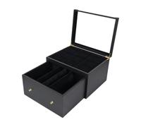 FytStycale Trading Card Storage Box Porta Carte da Gioco Scatola in Legno Resistente con Finestra Trasparente Organizer Pratico con Cassetto Adatto PE, Nero
