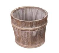 FytStycale Vaso da Fiori in Legno Barile Rustico Porta Pianta Display per Interno Contenitore per Piante Ornamentali Portavaso Decorativo da Cortile Esterno Stru, 14x12.5 Cm
