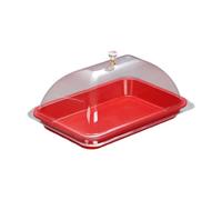 FytStycale Vassoio per Dolci con Coperchio Trasparente Piattino Da Torta Cupcake Cupola Protettiva Multiuso Protezione Antipolvere in Melamina Adatto a Cucina B, Rosso