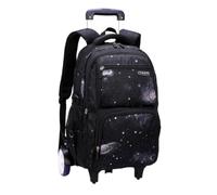 FytStycale Zaino Trolley Studente Carrello Scuola Porta Ruote per Gradini Spazio Organizzato con Scomparti Spallacci Traspiranti Struttura, Nero, Grande-ruota Stellata