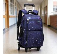 FytStycale Zaino Trolley Studente Carrello Scuola Porta Ruote per Gradini Spazio Organizzato con Scomparti Spallacci Traspiranti Struttura, Blu, Space 6-Ruote