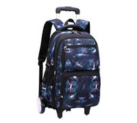 FytStycale Zaino Trolley Studente Carrello Scuola Porta Ruote per Gradini Spazio Organizzato con Scomparti Spallacci Traspiranti Struttura, Blu Scuro, Space Big-wheel