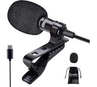 Fyvadio Microfono USB C, Microfono Lavalier di tipo C, Microfono Esterno a clip di tipo C per Registrazione video, Youtube Vlog ASMR Intervista su Iphone, Ipad e Dispositivi Android Type-C (2M)
