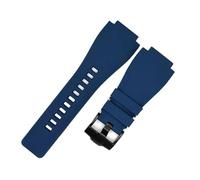 FYXT Cinturino For Orologio In Gomma Morbida Compatibile Con La Serie Bell & Ross BR-01 BR-03 Bocca Convessa Nera 24x35 Mm(Blue,24X35MM_SILVER BUCKLE)