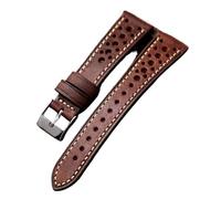 FYXT Cinturino In Pelle Di Vacchetta Primo Strato Fatto A Mano 18 19 20 21 22MM Verde Grigio Marrone, Bracciale Da Uomo Stile Traspirante Vintage Morbido(Maroon,21mm)