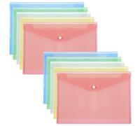 FYY Documenti A4,Busta Trasparenti con Bottone A4,tasca A4 trasparente,Cartelletta con Bottone in Colori Assortiti Portadocumenti Casa,Ufficio e Scuola -Documenti,Ricevute,Certificati e Buste(10PCS)