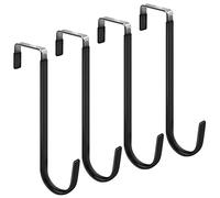 FYY Ganci sopra la porta, confezione da 4 ganci lunghi aggiornati con gomma per evitare graffi, ganci resistenti per appendere vestiti, asciugamani, cappelli, cappotti, borse, nero