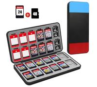 FYY Nintendo Switch Game Case Holder - Custodia per Nintendo Switch con 24 slot per schede di gioco e 48 slot per schede Micro SD, guscio rigido, fodera in silicone