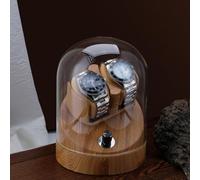 FYYSJW Caricatore Automatico per Orologi, Scatola Rotante per Orologi Automatici con Coperchio in Vetro, Scatola Porta Orologi con Motore Silenzioso, 5 Impostazioni di modalità di Rotazione,Marrone
