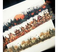 FyzendR Washi Tape Set Stickers Scrapbooking Accessori Dark Magic PET Bullet Journal Adesivi Decorativi per Album Fotografici, Scrapbooking, Accessori per Journaling (Pumpkin Party 1)