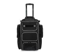 Fzaqwen Borsa da Baseball Trolley Carrello Organizzatore Attrezzatura Zaino Valigia Materiale 900DPU con Manico Estraibile E Ruote Fluide Tasche Multiple E, Array, Nero, 36 25 60