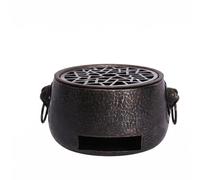 Fzaqwen Braciere Portatile a Scaldino da Tavolo Braciere Stufa per Bricchette con Griglia Superiore Circolare E Maniglie Laterali in Rame Rosso E Acciaio, Piccolo, Nuova Versione Con Rete In Carbone