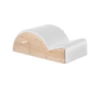 Fzaqwen Dispositivo Correttivo Schiena Pilates Attrezzo Colonna Vertebrale Spinale Arco Supporto Curvo Imbottito in Legno E Pelle PU per Stretching Postura E, Bianco Elegante