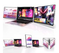 Fzaqwen Estensore per monitor portatile a triplo schermo - 2,5 K QHD IPS triplo monitor portatile per laptop 13-17 pollici, plug play e compatibile con MacOS/Wins/Chrome/Dex (argento)