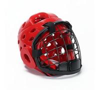 Fzaqwen Maschera Protettiva Arti Marziali Casco per Autodifesa Cuscinetto Robusto Struttura Solida Copertura Completa Del Viso Adatta per Attività Sportive Pratica di Kendo Karate Taekwondo, Red, S