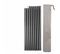 Fzaqwen Palo Tenda Palo Supporto Montante Telone Asta Canopy in Ferro Pesante con Perno E Base Antiscivolo Struttura Sezionata, Nero, 25mm Una Coppia Di Otto Sezioni 2.4 Metri Con Borsa Portaoggetti