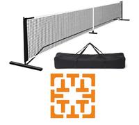 Fzaqwen Segnalatori di Confine Campo Rete da Pickleball Portatile Set con Marcatori per Definire Perimetro Area di Gioco Struttura Robusta Parti Ad Incastro, Nero Con Linee Di Campo Arancioni