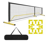 Fzaqwen Segnalatori di Confine Campo Rete da Pickleball Portatile Set con Marcatori per Definire Perimetro Area di Gioco Struttura Robusta Parti Ad Incastro, Giallo Con Linee Di Campo Gialle