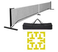 Fzaqwen Segnalatori di Confine Campo Rete da Pickleball Portatile Set con Marcatori per Definire Perimetro Area di Gioco Struttura Robusta Parti Ad Incastro, Nero Con Linee Di Campo Gialle