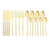 FZBANG 16Pcs Black Gold Cutlery Set Stainless Steel Tableware Mirror Knife Fork Spoon Dinnerware Set Kitchen Flatware