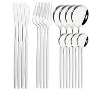 FZBANG 16Pcs Blue Silver Dinnerware Stainless Steel Cutlery Set Knife Fork Tea Spoon Dinner Flatware Set Kitchen Tableware