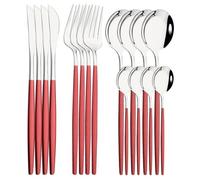 FZBANG 16Pcs Blue Silver Dinnerware Stainless Steel Cutlery Set Knife Fork Tea Spoon Dinner Flatware Set Kitchen Tableware