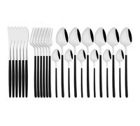 FZBANG 24Pcs Gold Cutlery Set 18/10 Stainless Steel Dinnerware Knife Fork Coffee Spoon Teaspoon Tableware Set Western Kitchen Flatware
