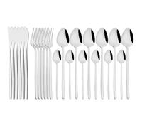FZBANG 24Pcs Gold Cutlery Set 18/10 Stainless Steel Dinnerware Knife Fork Coffee Spoon Teaspoon Tableware Set Western Kitchen Flatware