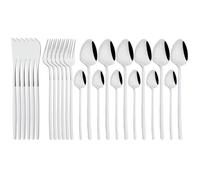 FZBANG 24Pcs Gold Cutlery Set 18/10 Stainless Steel Dinnerware Knife Fork Coffee Spoon Teaspoon Tableware Set Western Kitchen Flatware