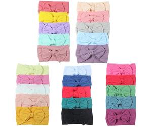 FZBNSRKO 20 fasce per capelli in nylon per neonate, con fiocco, fatte a mano, accessori per capelli per neonate e bambine (colore casuale)